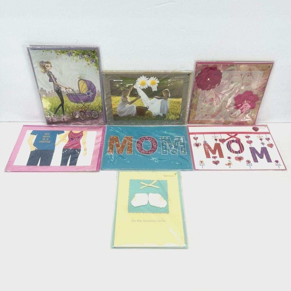 Lot of 7 Papyrus Mother's Day Cards, for Mom, Mommy to be, New Mom, Wife is Hot